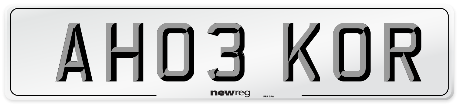 AH03 KOR Number Plate from New Reg